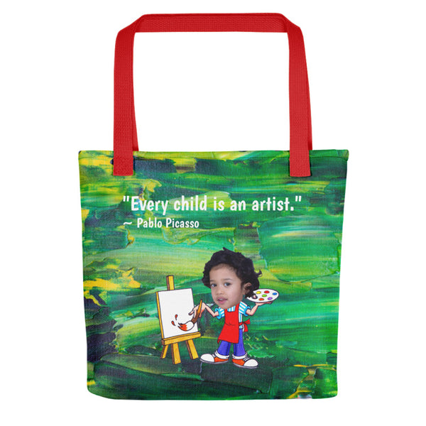 Tote Bag: Artist Quote Green Design